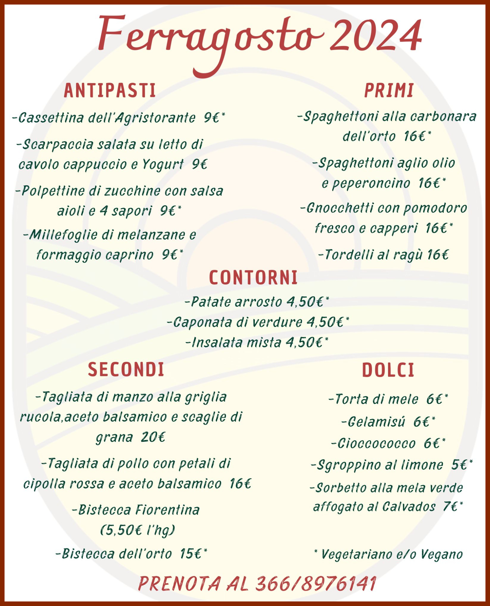 Menù di Ferragosto